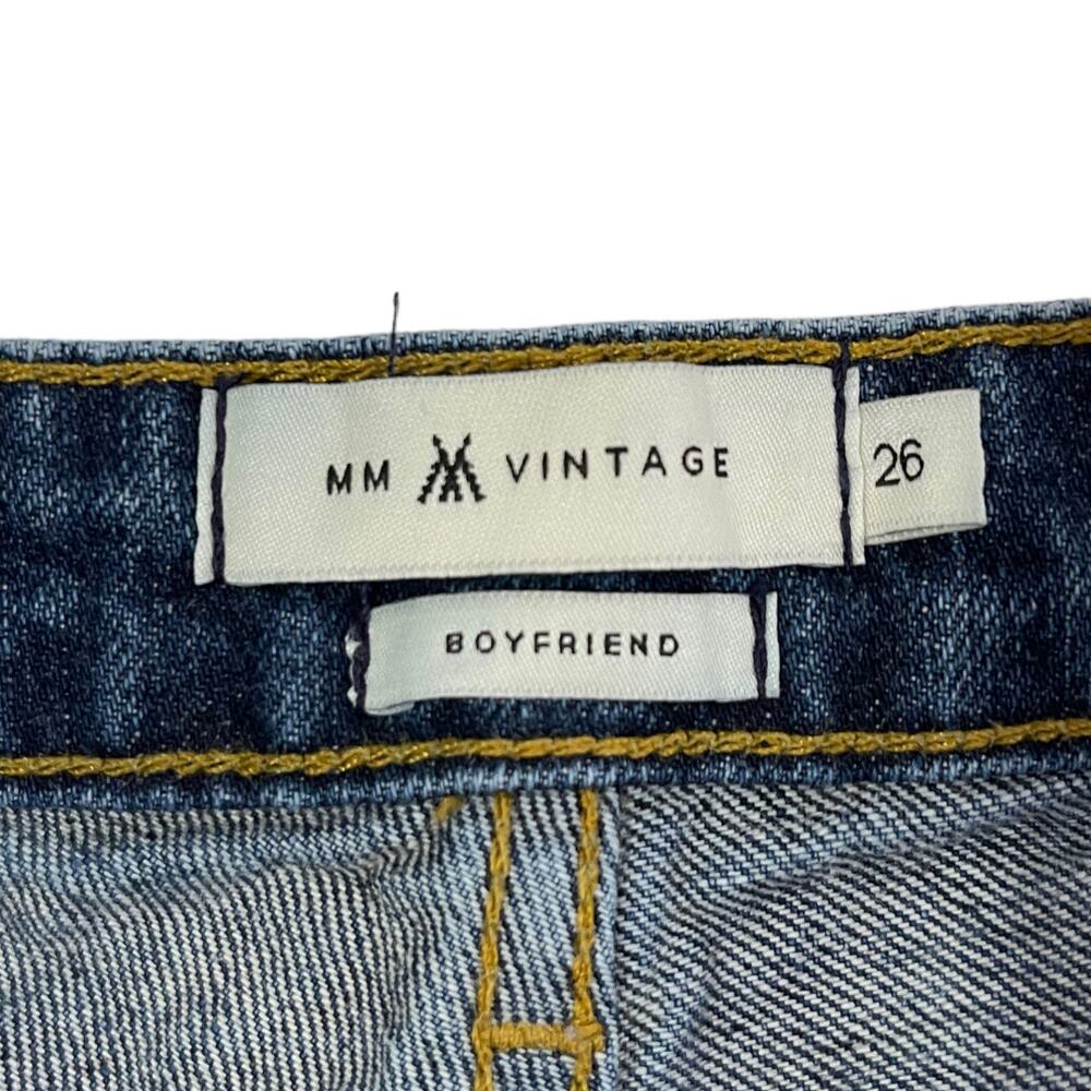 MM Vintage Distressed Embroidered Boyfriend Jeans 26 Splatter Paint Boho Grunge - Picture 5 of 6